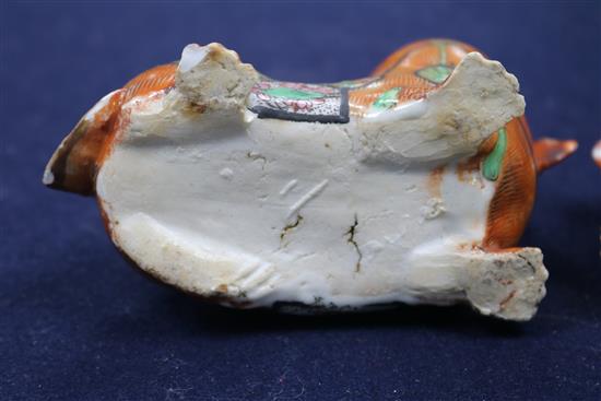 A pair of Canton porcelain shi shi, 4.75in.